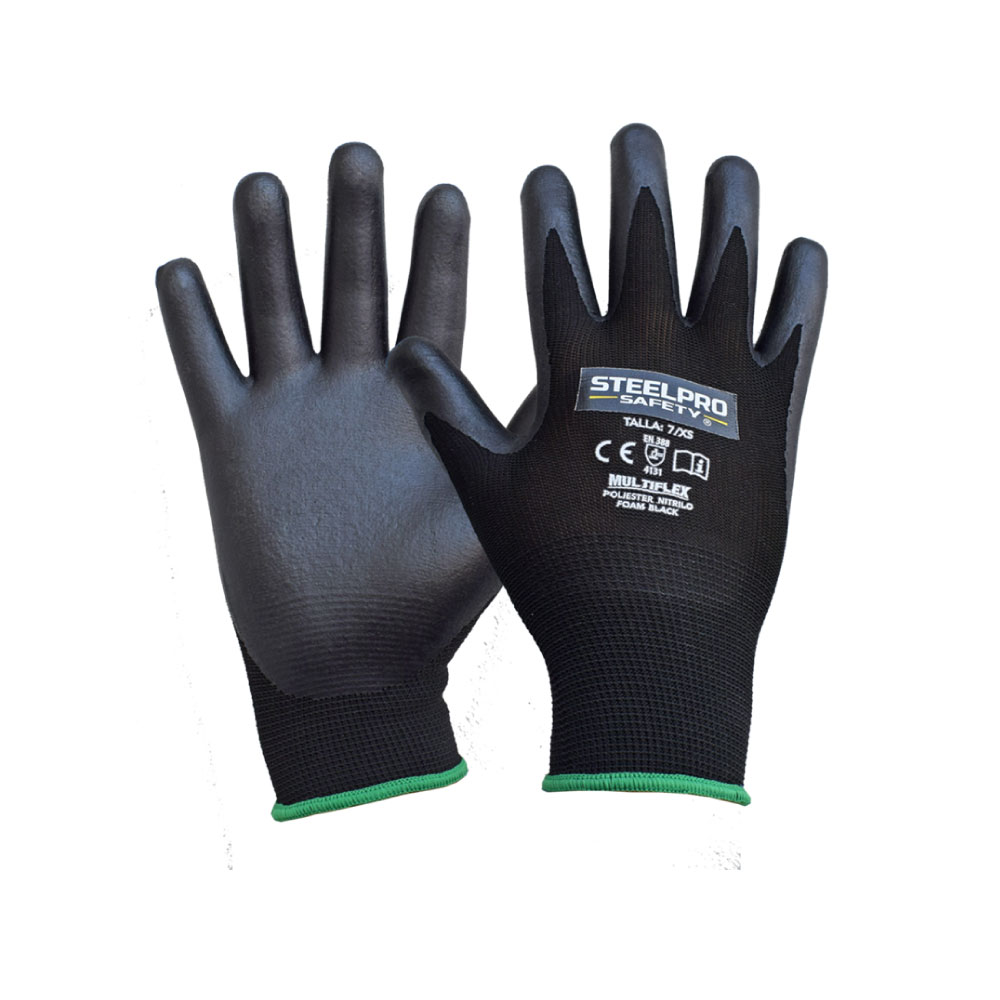 Guante Multiflex Nitrilo Foam Black Steelpro