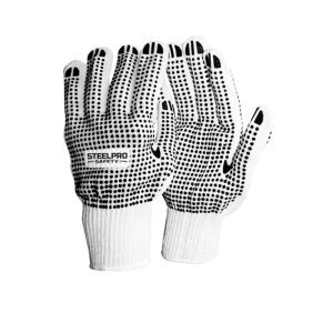 Guante de Hilo Color Blanco Con Puntos de PVC (palma y dorso) Steelpro